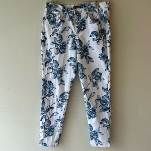 Venus blue and white floral straight leg jeans size 12
